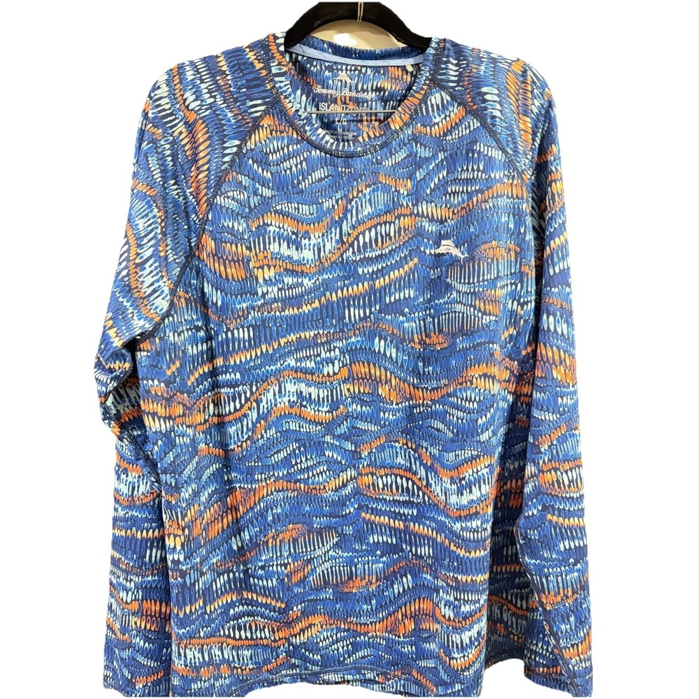 large Tommy Bahama Long Sleeve Island Zone MONTE RIO GEO CREW Rashgard